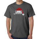 Gray Medium Christmas Peeking Cat - Mens Word Art T-Shirt