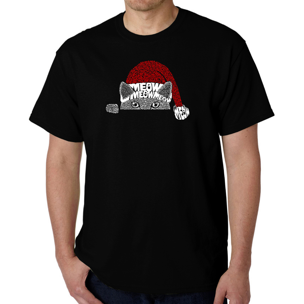 Christmas Peeking Cat - Men's Word Art T-Shirt