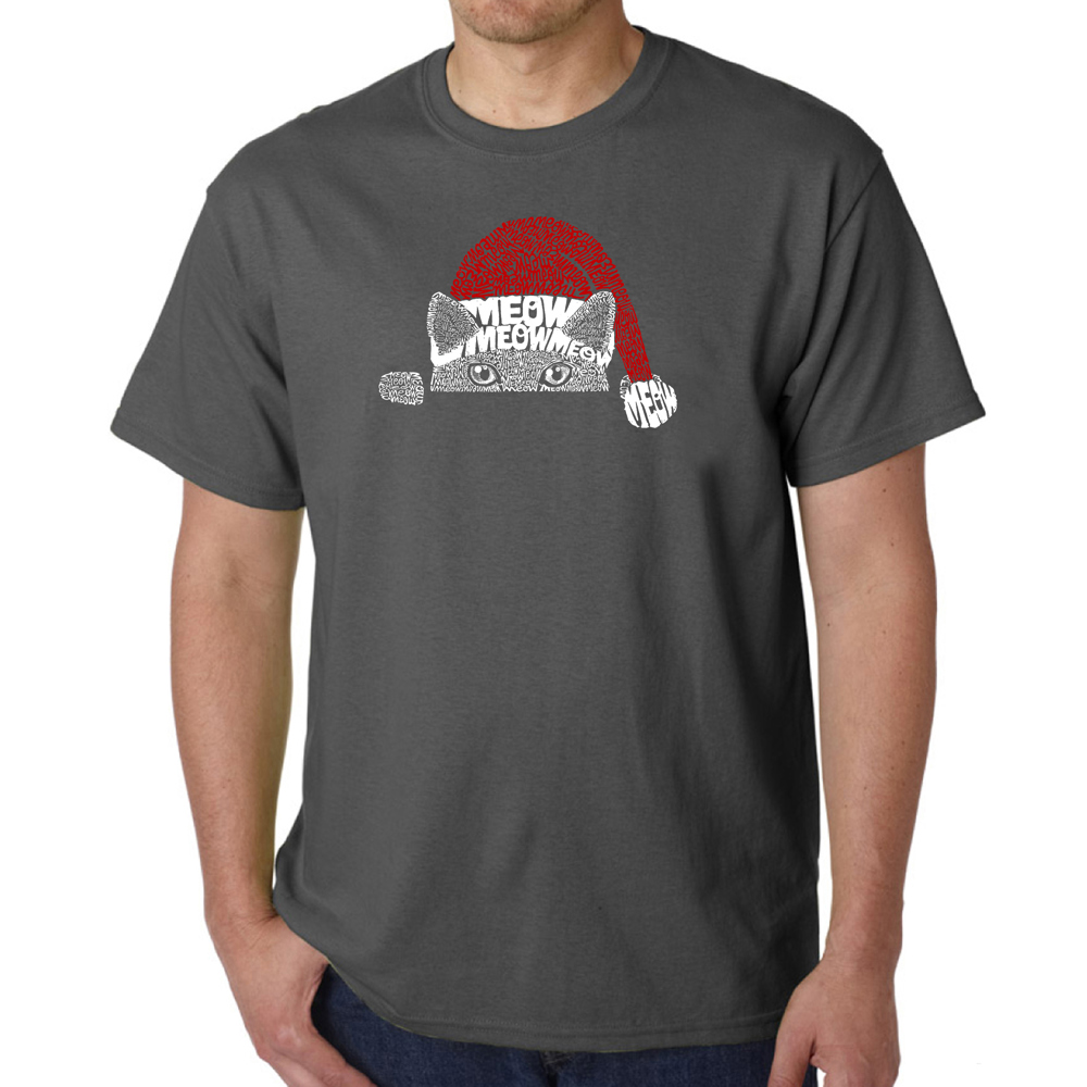 Christmas Peeking Cat - Men's Word Art T-Shirt