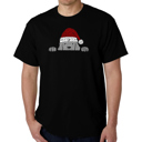 Black Medium Christmas Peeking Dog - Mens Word Art T-Shirt