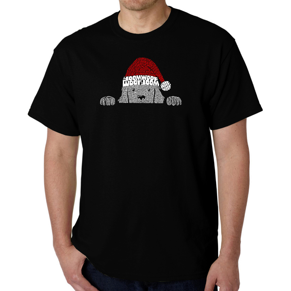 Christmas Peeking Dog - Men's Word Art T-Shirt