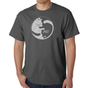 Gray XXXXL Men's Word Art T-shirt - Yin Yang Cat
