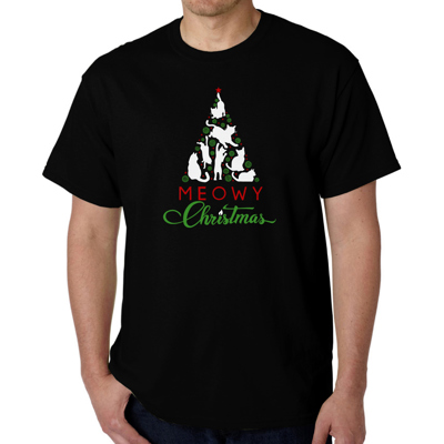 Meowy Christmas Tree - Mens Word Art T-Shirt