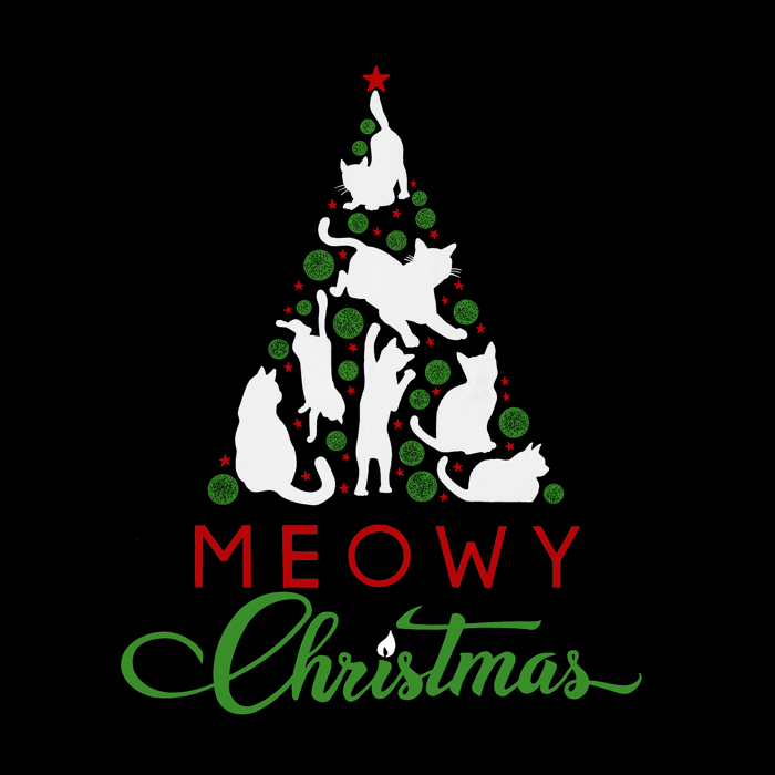 Meowy Christmas Tree - Mens Word Art T-Shirt