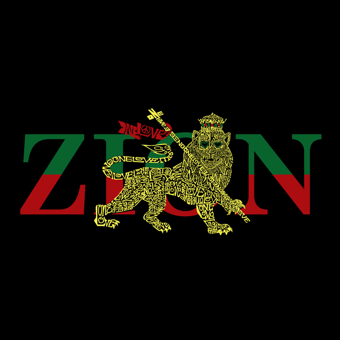 Men's Word Art T-shirt - Zion - One Love