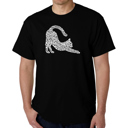 Black XXL Stretching Cat - Men's Word Art T-Shirt