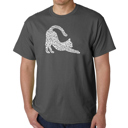 Gray XXL Stretching Cat - Men's Word Art T-Shirt