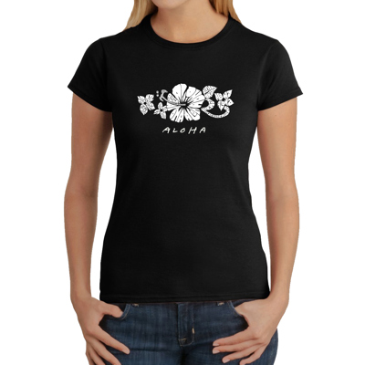 Women's Word Art T-Shirt - ALOHA