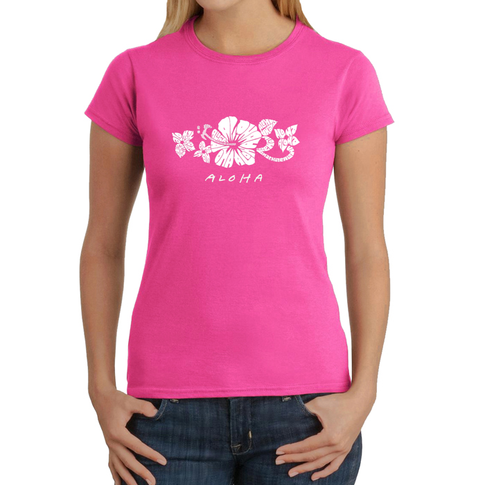 Women's Word Art T-Shirt - ALOHA