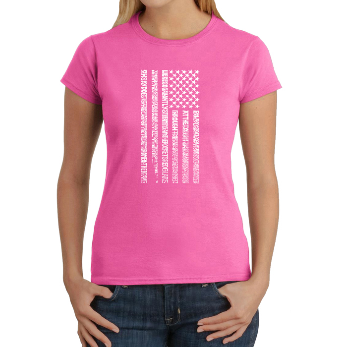 Women's Word Art T-Shirt - National Anthem Flag