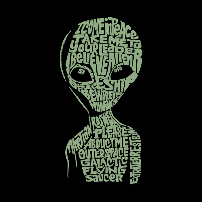 Women's Word Art T-Shirt - Alien