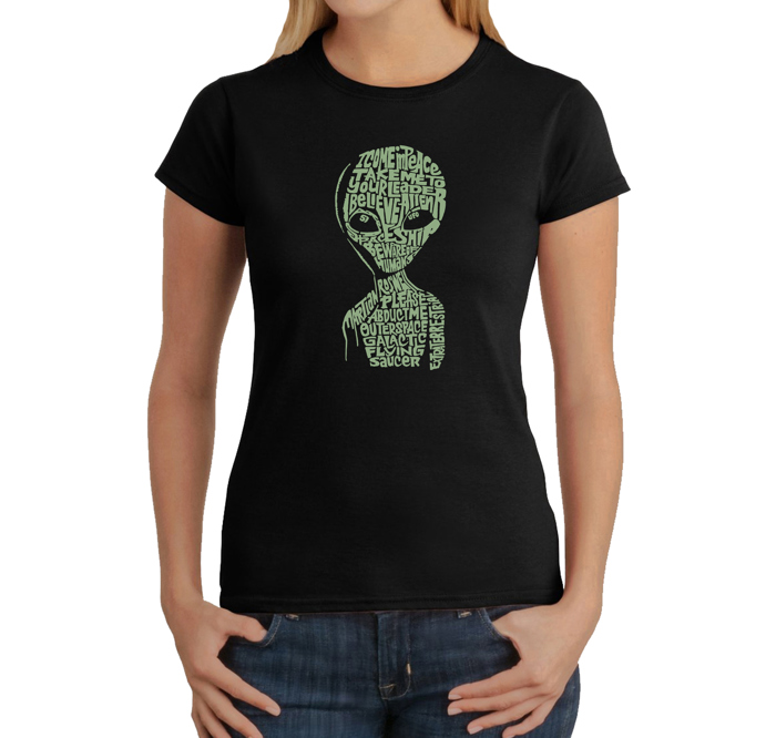 Women's Word Art T-Shirt - Alien