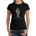 Black Large Women's Word Art T-Shirt - Arizona Cities