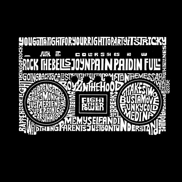 Women's Word Art T-Shirt - Greatest Rap Hits of The 1980's