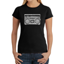 Black Medium Women's Word Art T-Shirt - Greatest Rap Hits of The 1980's