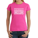 Pink XL Women's Word Art T-Shirt - Greatest Rap Hits of The 1980's