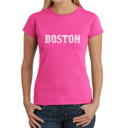 Pink Large Women's Word Art T-Shirt - BOSTON NEIGHBORHOODS