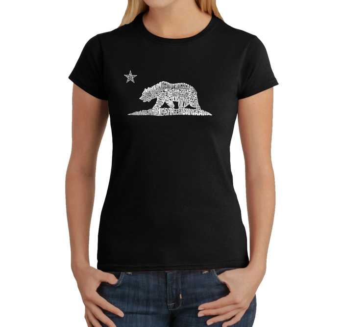 Women's Word Art T-Shirt - California Bear