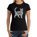 Black Medium Women's Word Art T-Shirt - Cat