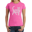 Pink Medium Women's Word Art T-Shirt - Cat