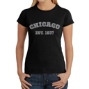 Black Small Women's Word Art T-Shirt - Chicago 1837
