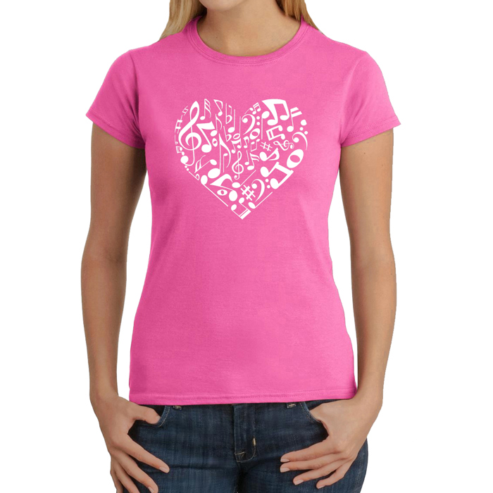 Women's Word Art T-Shirt - Heart Notes