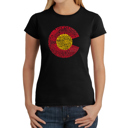 Black Small Women's Word Art T-Shirt - Colorado
