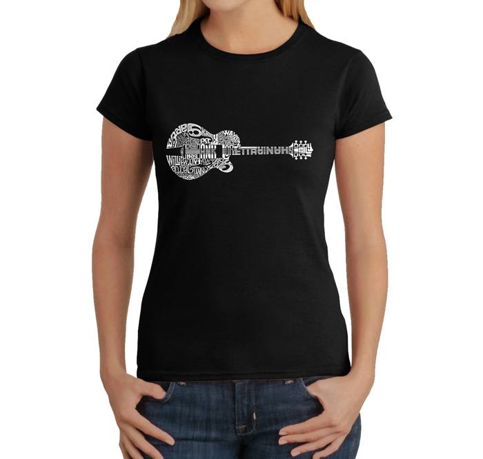 Women's Word Art T-Shirt - Country Guitar