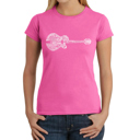 Pink XXL Women's Word Art T-Shirt - Country Guitar