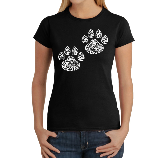 Women's Word Art T-Shirt - Cat Mom