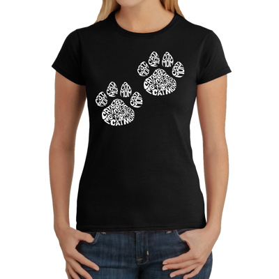 Women's Word Art T-Shirt - Cat Mom