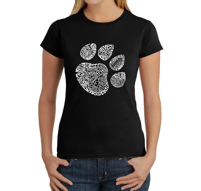 Women's Word Art T-Shirt - Cat Paw