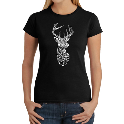 Women's Word Art T-Shirt - Types of Deer