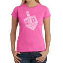 Pink Small Hanukkah Dreidel - Women's Word Art T-Shirt