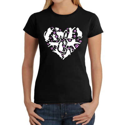 Cat Heart - Women's Word Art T-Shirt