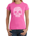 Pink XXL Women's Word Art T-Shirt - Flower Skull