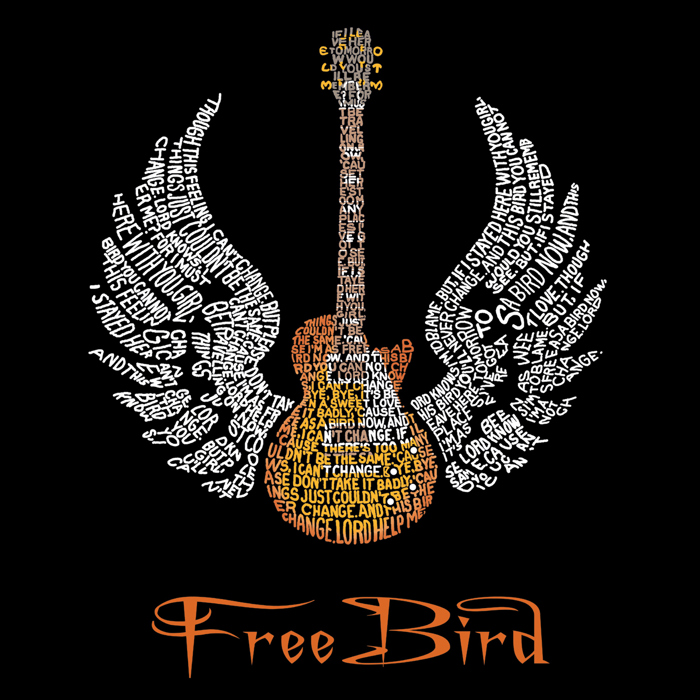 Women's Word Art T-Shirt - LYRICS TO FREEBIRD