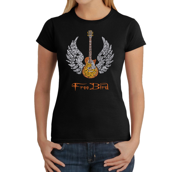 Women's Word Art T-Shirt - LYRICS TO FREEBIRD