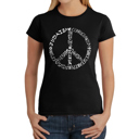 Black Medium Women's Word Art T-Shirt - Different Faiths peace sign