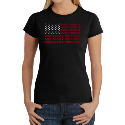 Women's Word Art T-Shirt - God Bless America