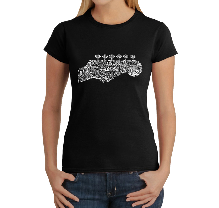 Women's Word Art T-Shirt - Guitar Head