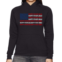 Black Medium Happy 4th of July - Women's Word Art Hooded Sweatshirt