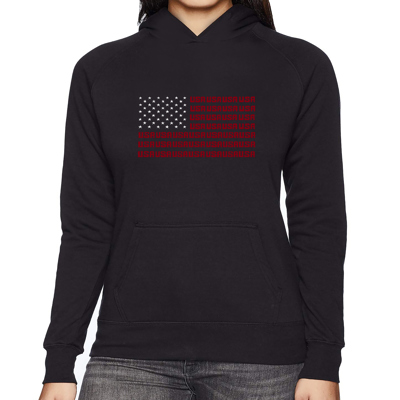 USA Flag - Women's Word Art Hooded Sweatshirt