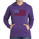 Purple Large USA Flag - Women's Word Art Hooded Sweatshirt