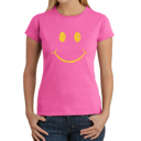  Women's Word Art T-Shirt - Be Happy Smiley Face