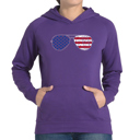 Purple Large Americana Sunglasses - Women's Word Art Hooded Sweatshirt