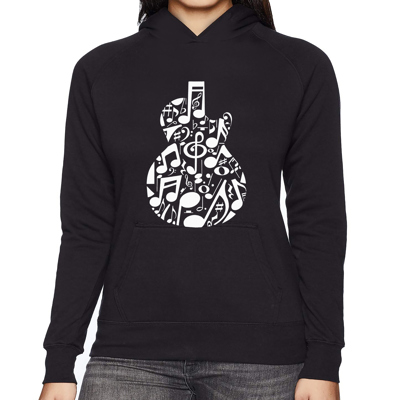 Music Notes Guitar - Women's Word Art Hooded Sweatshirt