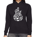 Black XXL Music Notes Guitar - Women's Word Art Hooded Sweatshirt