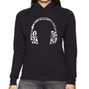 Black XXL Music Note Headphones - Women's Word Art Hooded Sweatshirt