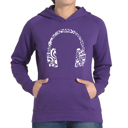 Purple Small Music Note Headphones - Women's Word Art Hooded Sweatshirt